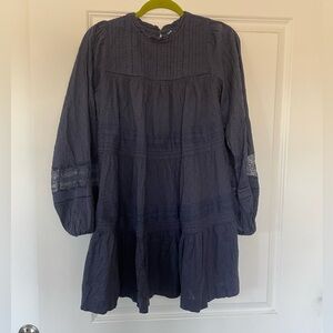 navy blue minidress with lace detailing